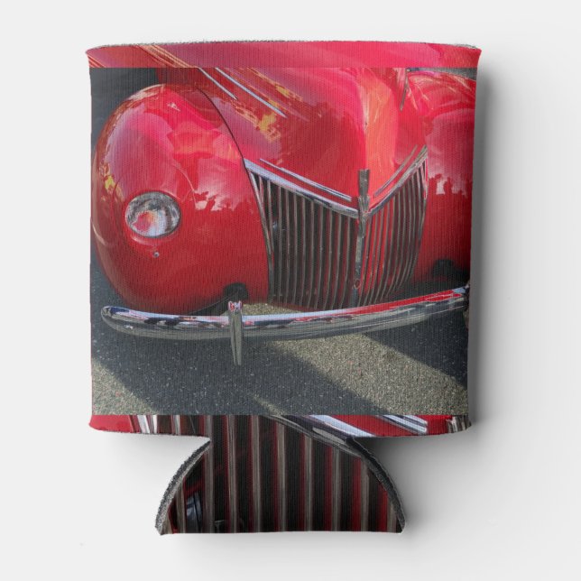 Red Vintage 1930s auto Can Cooler (Front)