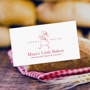 Red Vintage Bakery Girl Logo Business Card