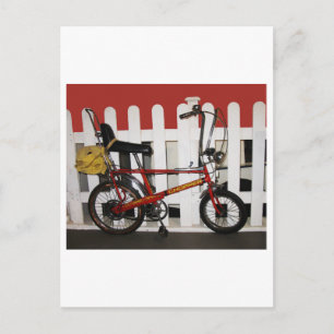 Red vintage bike retro 1970s chopper postcard