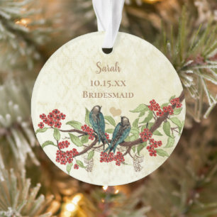 Red Vintage Bird Bridesmaid  Ornament