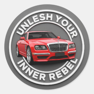 Red Vintage Car Classic Round Sticker