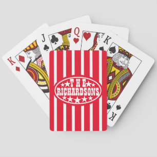 Red Vintage Carnival Family Playing Cards