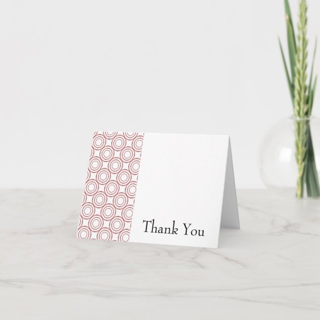 Red Vintage Circle Pattern Thank You Card (Front)