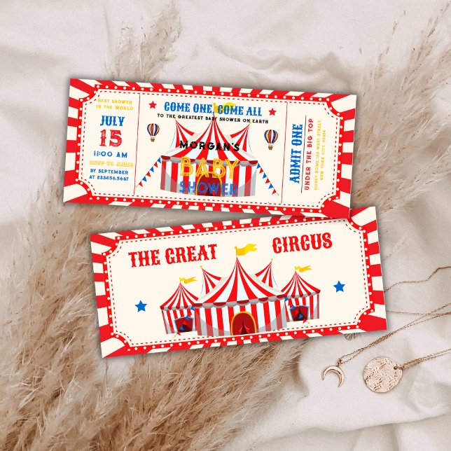 Red Vintage Circus Ticket Carnival Baby shower Invitation (Red Vintage Circus Ticket Carnival Baby shower Invitation)
