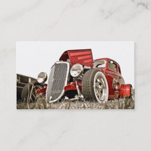 Red Vintage Classic Car Collector Business Cards. Card