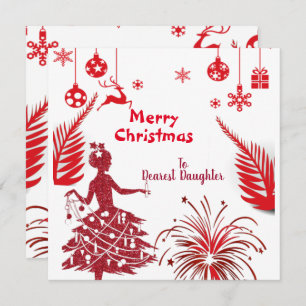 Red Vintage Daughter Merry Christmas Ornaments Art