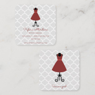 Red Vintage Dress Seamstress and Alterations Square Business Card