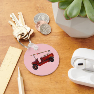 Red Vintage Fire Truck With Overhead Ladder, Key Ring