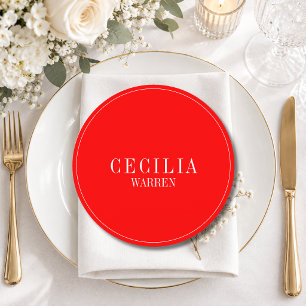 Red Vintage Formal Round Wedding Guest Place Program