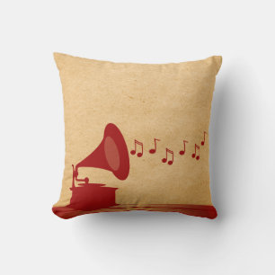 Red Vintage Gramophone Pillow