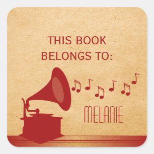 Red Vintage Gramophone Stickers
