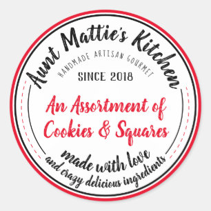 Red Vintage Handmade Artisan Gourmet Food Label