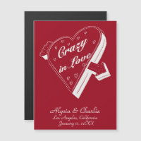 Red Vintage Hearts magnetic invitation wedding