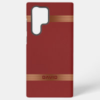 Red Vintage Leather Texture Gold Stripes