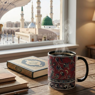 Red Vintage Madinah Mosque Islamic Carpet Pattern Mug