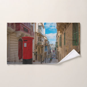 Red vintage mail box in Malta Hand Towel