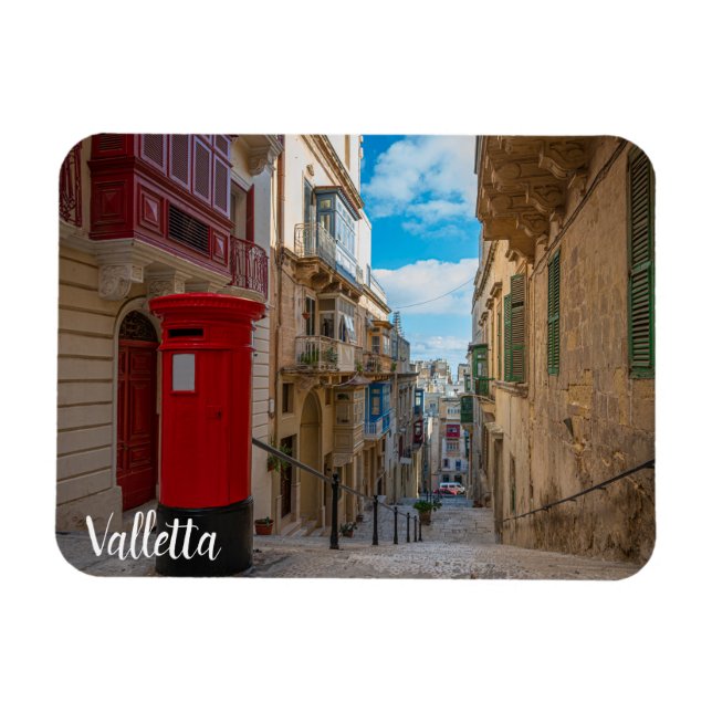 Red vintage mail box in Malta Magnet (Horizontal)