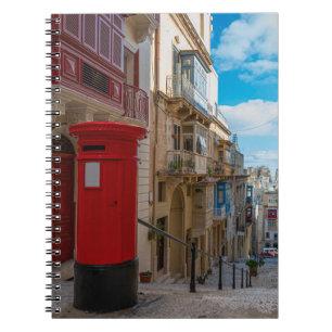 Red vintage mail box in Malta Notebook