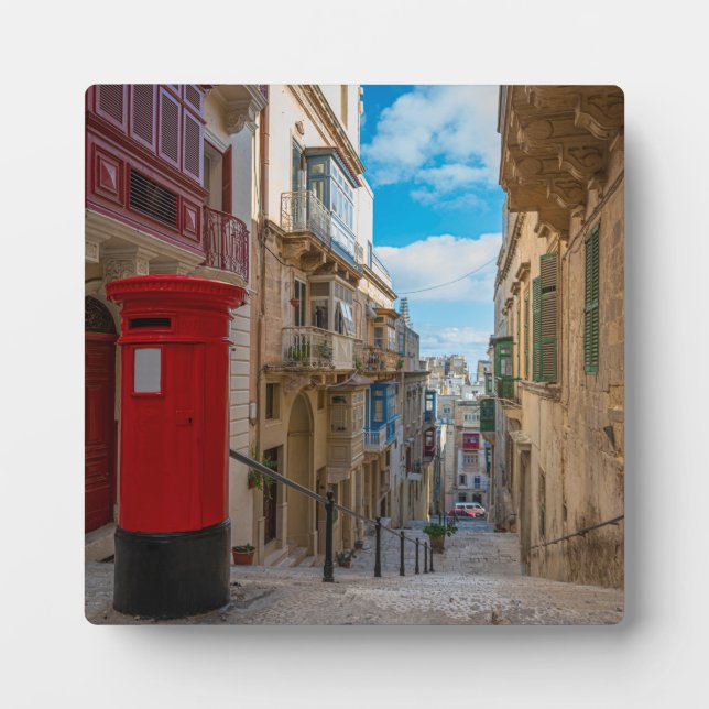 Red vintage mail box in Malta Plaque (Front)