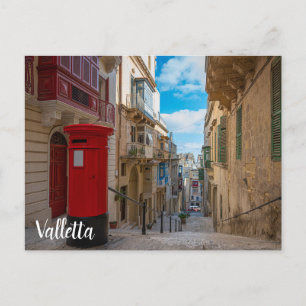 Red vintage mail box in Malta Postcard