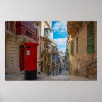 Red vintage mail box in Malta