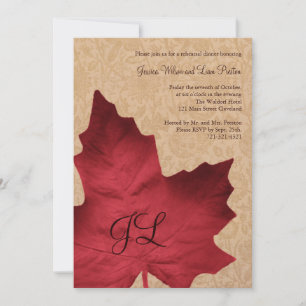Red Vintage Monogrammed Rehearsal Dinner Invite