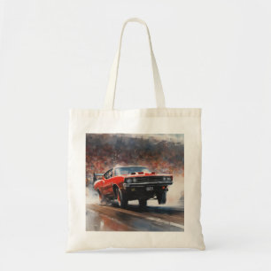Red Vintage Muscle Car Tote Bag