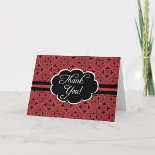 Red Vintage Pattern Thank You Card