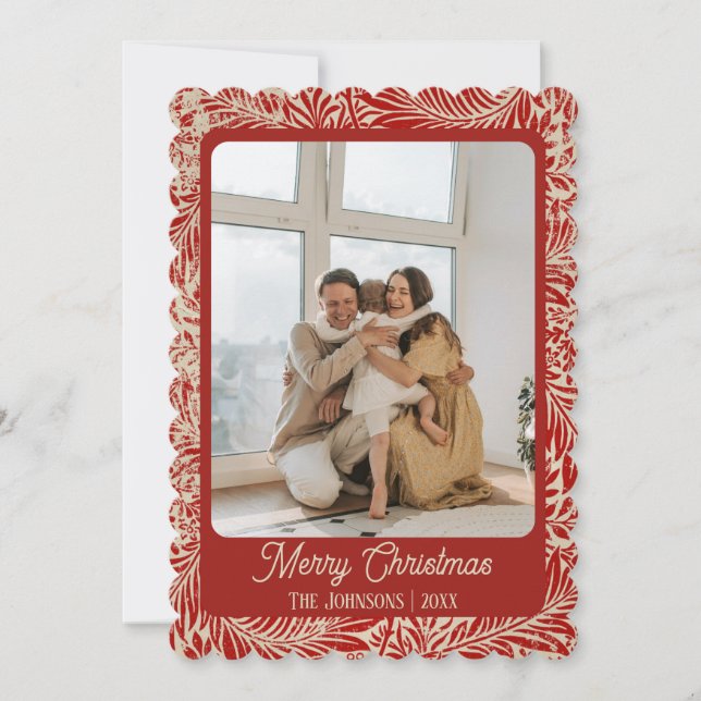 Red Vintage Photo Christmas Card (Front)