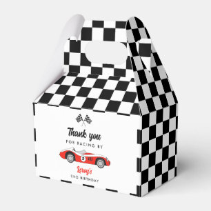 Red Vintage Race Car Boy Birthday Party Favour Box