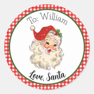 Red Vintage Retro Santa Gift Tag