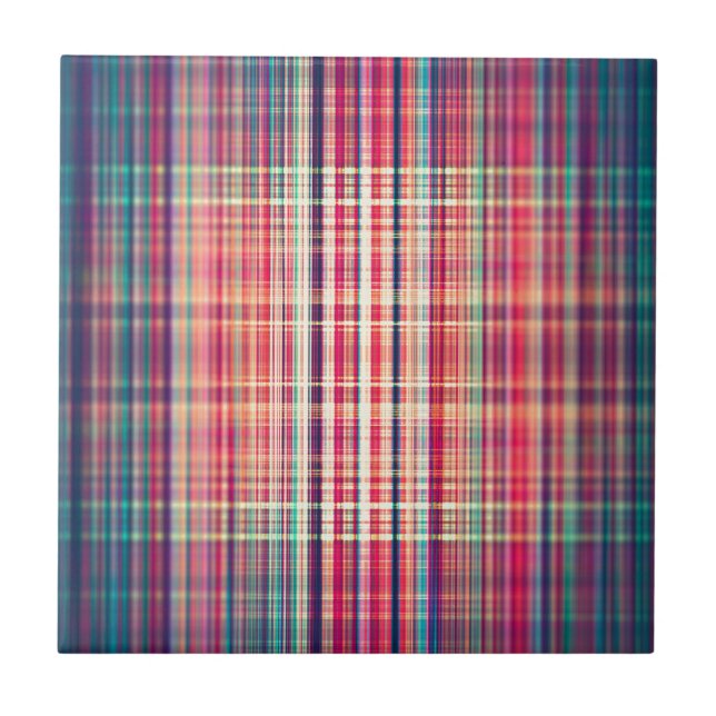 Red vintage rough stripes pattern ceramic tile (Front)