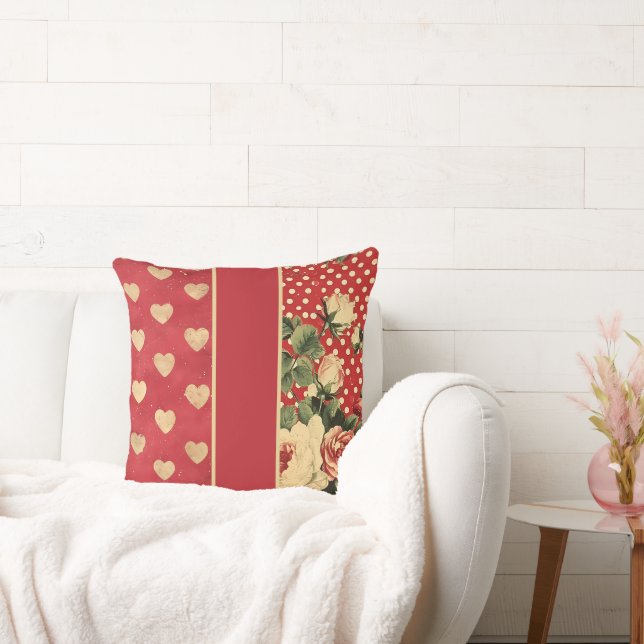 Red Vintage Shabby Chic  Cushion (Couch)