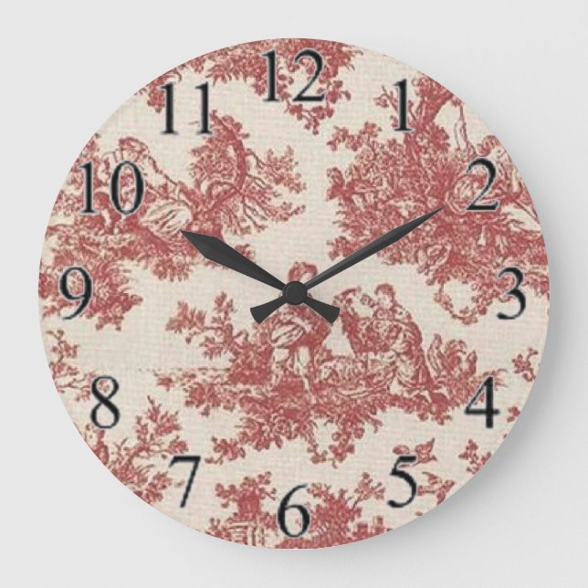 Red Vintage Toile Large Clock (Front)