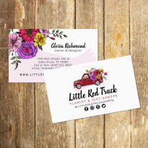 Red Vintage Truck & Flowers Floral + Social Media