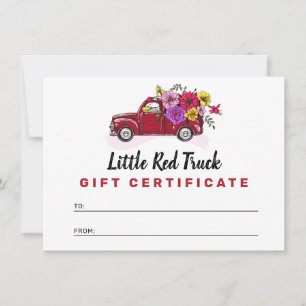 Red Vintage Truck & Flowers Gift Certificate Card