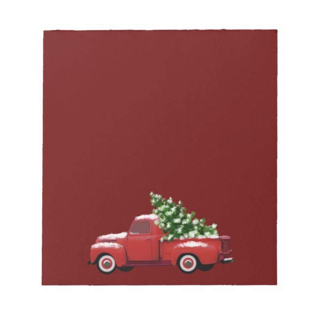 Red Vintage Truck | Holiday Notepad (Front)