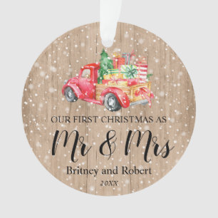 Red Vintage Truck   Our First Christmas Ornament