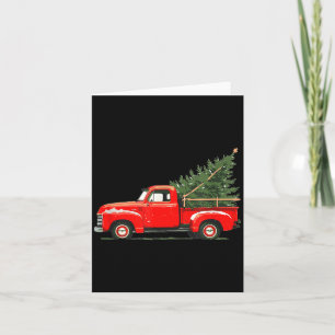Red Vintage Truck With Tree Retro Christmas Style Card