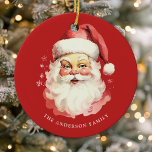Red Vintage Watercolor Santa Claus Christmas Ceramic Ornament<br><div class="desc">Celebrate the festive season with our Red Vintage Watercolor Santa Claus Christmas Ceramic Ornament! This charming ornament features a nostalgic Santa Claus design set against a stylish solid background, combining vintage charm with modern flair. Perfect for adding a festive touch to your Christmas Tree. Personalise this custom design with your...</div>