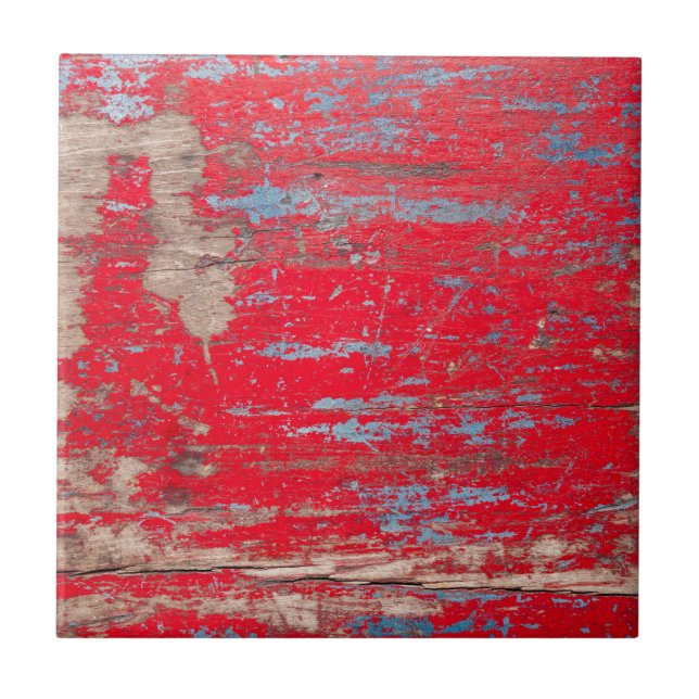 Red Vintage Wood Ceramic Tile (Front)