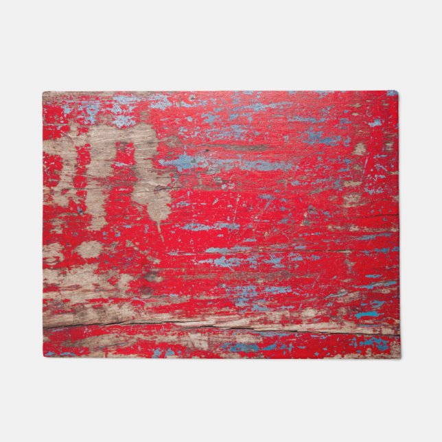 Red Vintage Wood Doormat (Front)