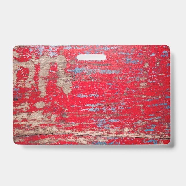Red Vintage Wood ID Badge (Front)
