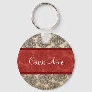 Red Vintage Zinnia Keychain