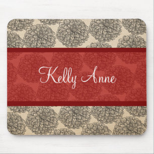 Red Vintage Zinnia Mousepad