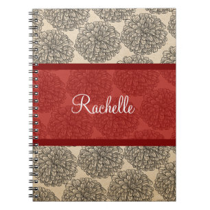 Red Vintage Zinnia Notebook