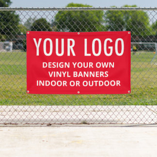 Red Vinyl Banner Business Logo Indoor or Outdoor