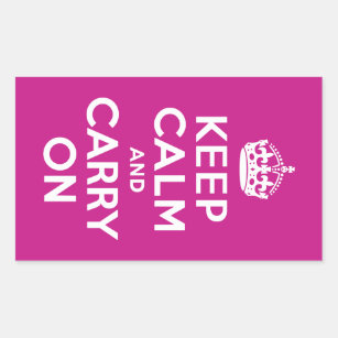 Red-Violet Keep Calm and Carry On Rectangular Sticker