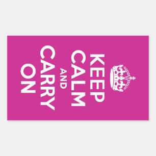 Red-Violet Keep Calm and Carry On Rectangular Sticker