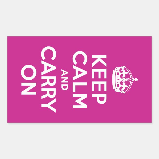 Red-Violet Keep Calm and Carry On Rectangular Sticker (Front)